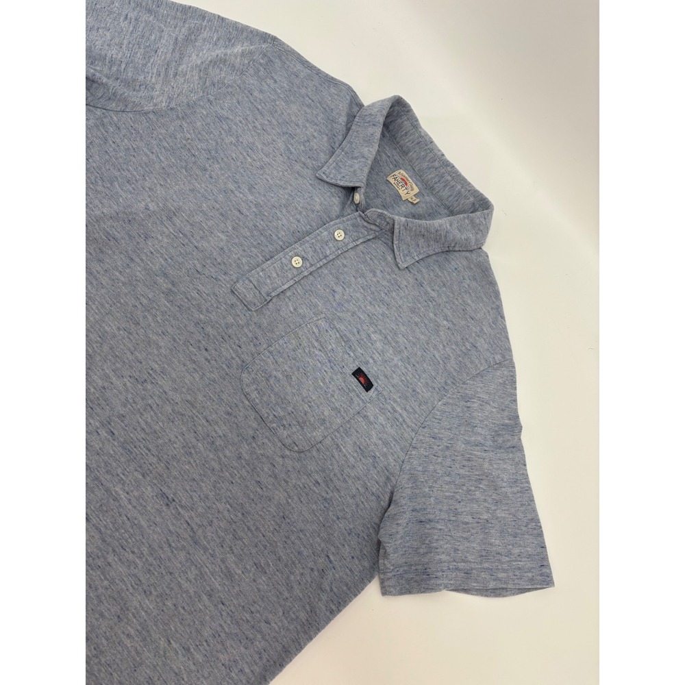 Faherty Brand Mens XL Blue Slub Knit Short Sleeve Pocket Polo Shirt RN 140476